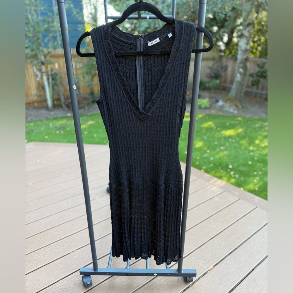 Alaia Black Vintage Textured Midi Bodycon Dress